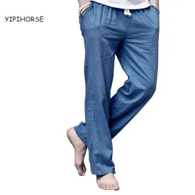 2017 Fashion Men linen pants  Comfortable Male trousers jogger pants casual straight pants plus size M-4XL Free Shipping