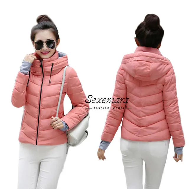 2017 Women Basic Down Top Jacket Plus Size Female Coat Slim Autumn Winter Parkas Collar Outerwear Long Sleeve Casual Jackets