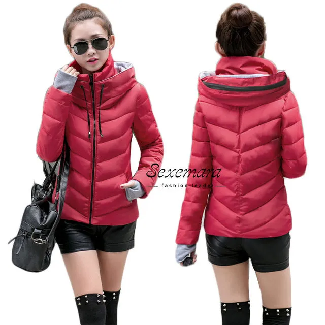 2017 Women Basic Down Top Jacket Plus Size Female Coat Slim Autumn Winter Parkas Collar Outerwear Long Sleeve Casual Jackets