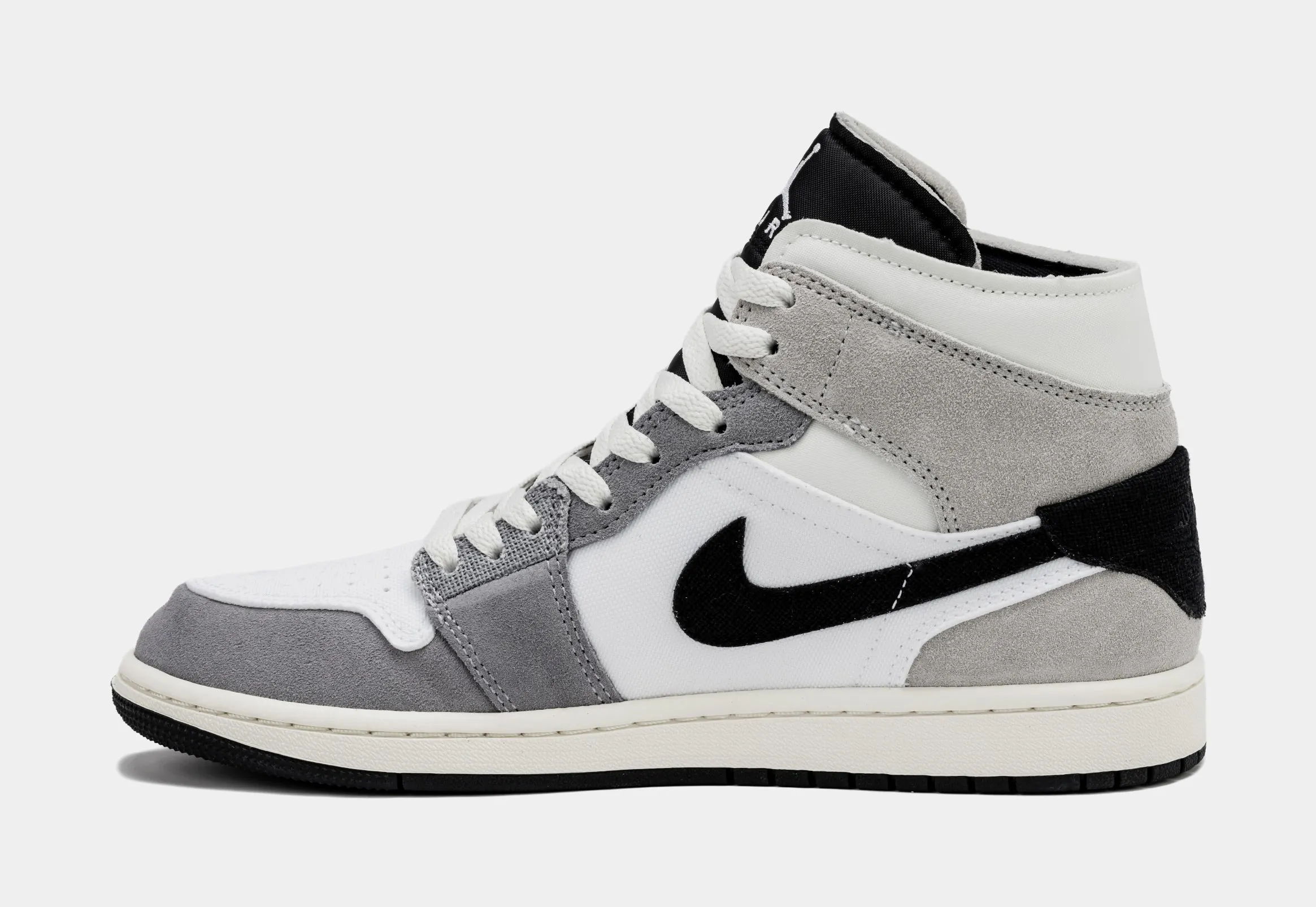 Air Jordan 1 Retro Mid Craft Cement Grey Mens Lifestyle Shoes (Black/White)