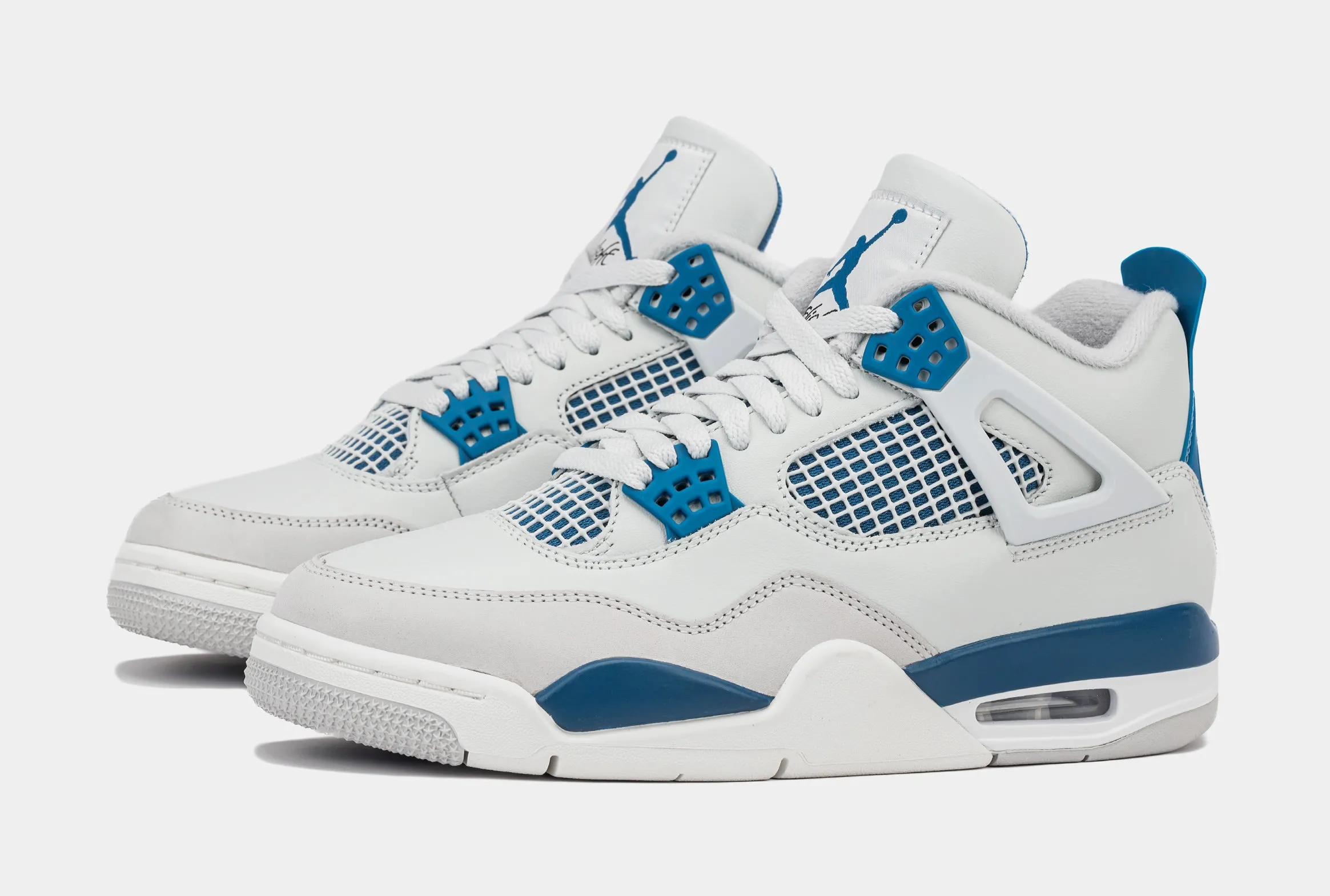 Air Jordan 4 Retro Industrial Blue Mens Lifestyle Shoes (Off White/Industrial Blue/Neutral Grey) Limit One Per Customer