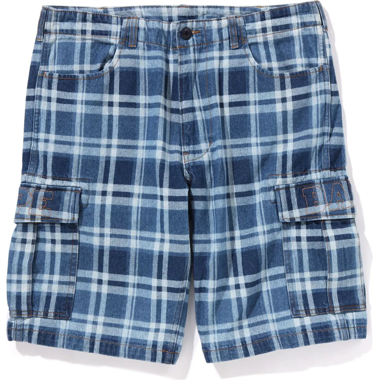 BAPE CHECK 6 POCKET DENIM SHORTS MENS