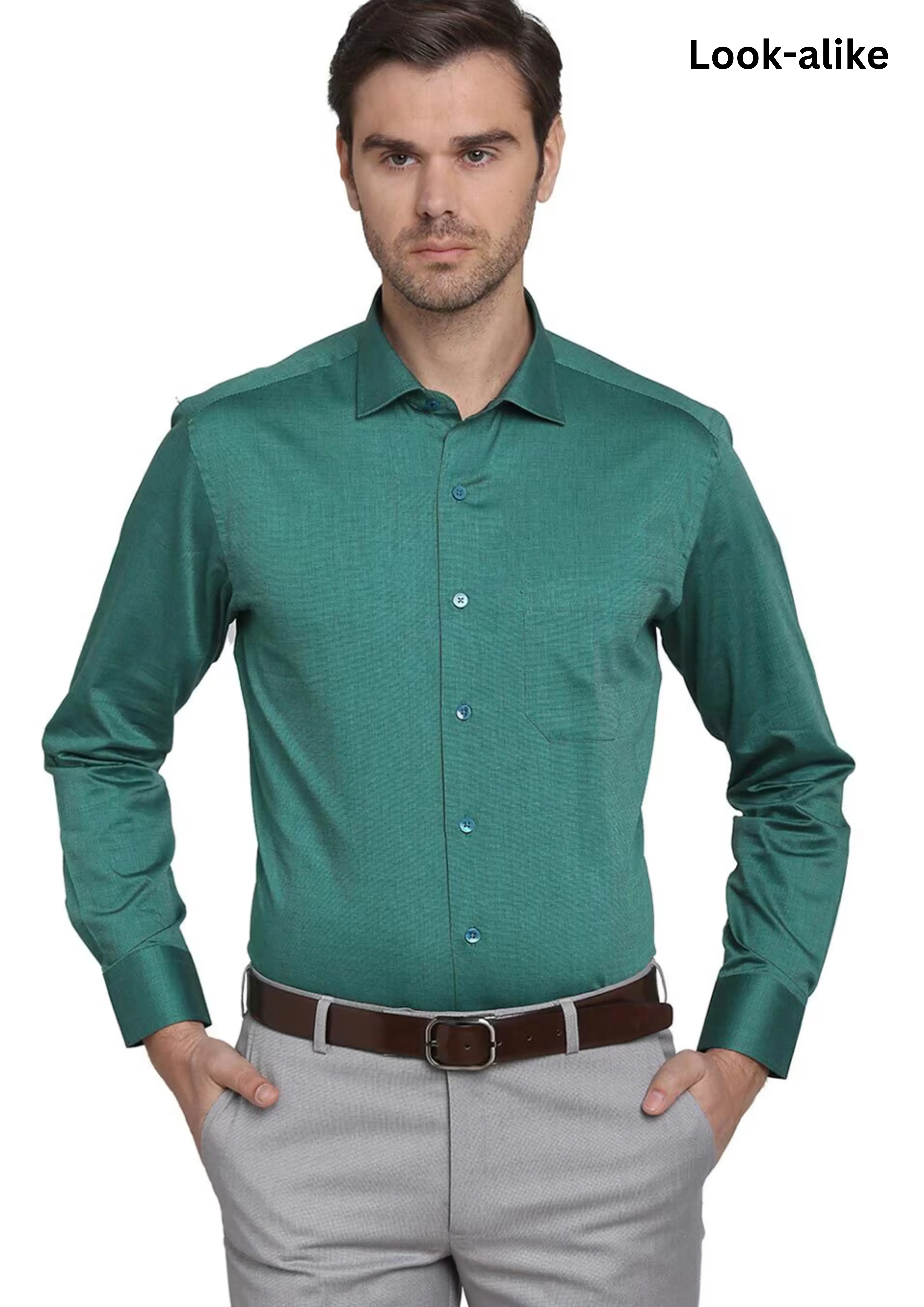 Beautiful Teal Green Color Full Sleeve Cotton Shirts For Men