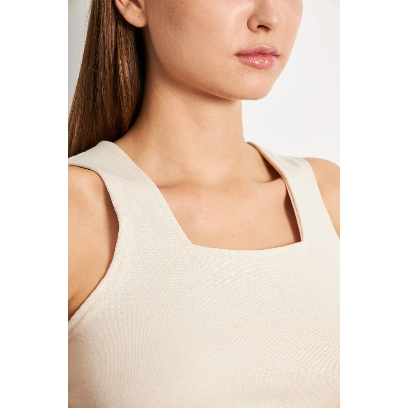 Beige Square Neck Tank Top