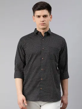 Black Cotton Full Sleeves Shirts For Men-Mmf0236