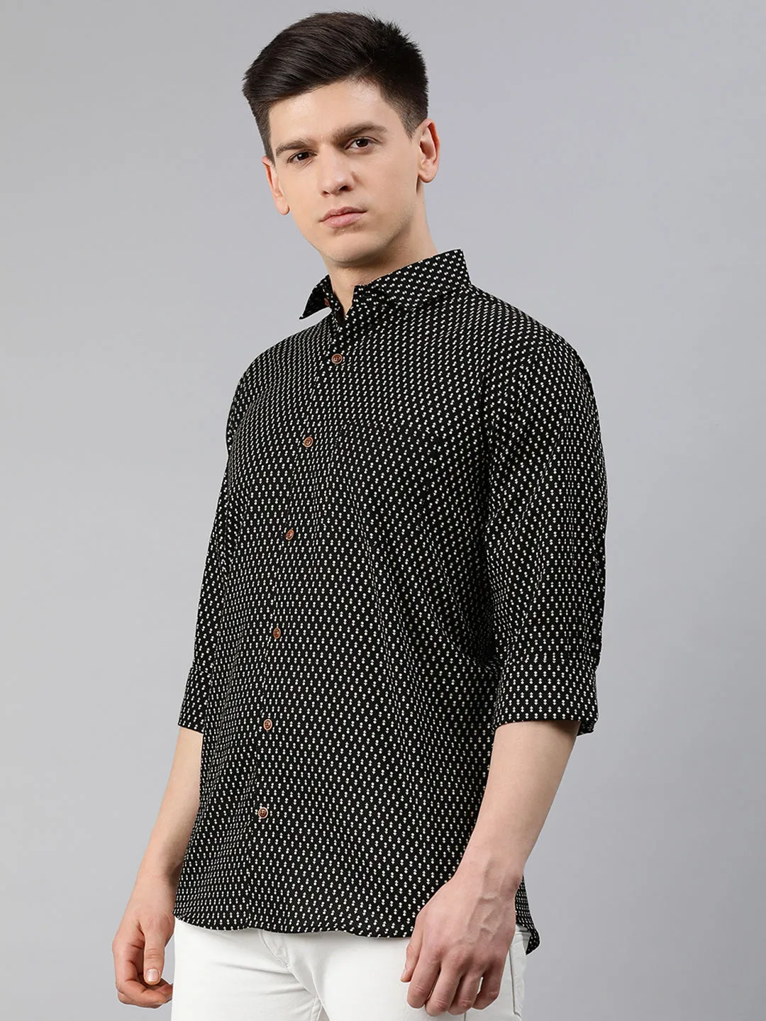 Black Cotton Full Sleeves Shirts For Men-Mmf0236