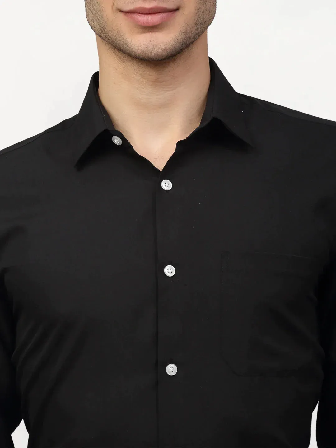 Black Men'S Solid Formal Shirts