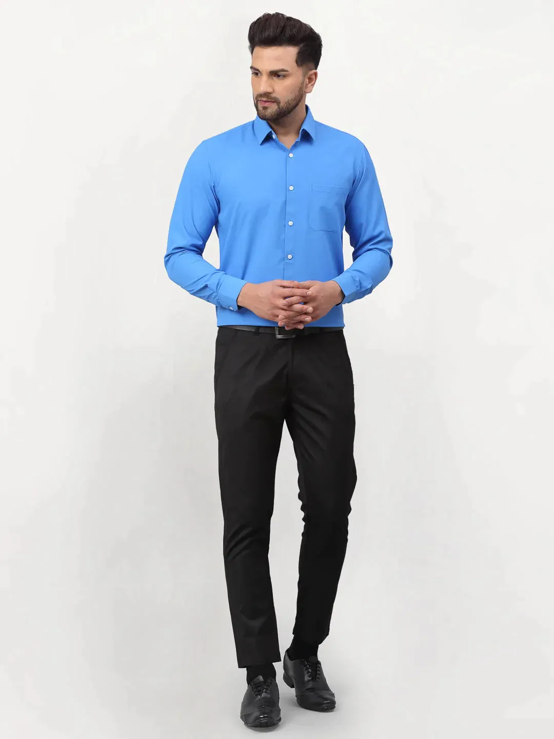 Blue Men'S Solid Formal Shirts