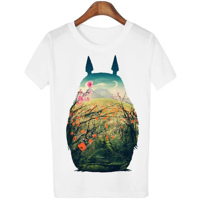 Casual T-shirt Women T Shirt Harajuku Totoro Print Camisetas Mujer Tops o-neck tshirt Cute Tees Femme