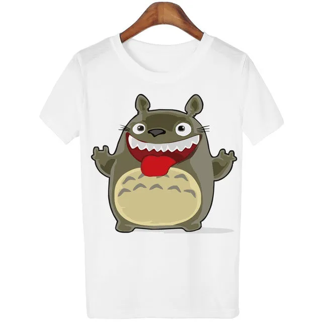 Casual T-shirt Women T Shirt Harajuku Totoro Print Camisetas Mujer Tops o-neck tshirt Cute Tees Femme