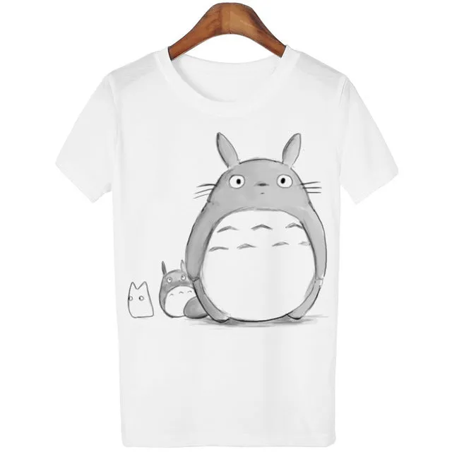 Casual T-shirt Women T Shirt Harajuku Totoro Print Camisetas Mujer Tops o-neck tshirt Cute Tees Femme