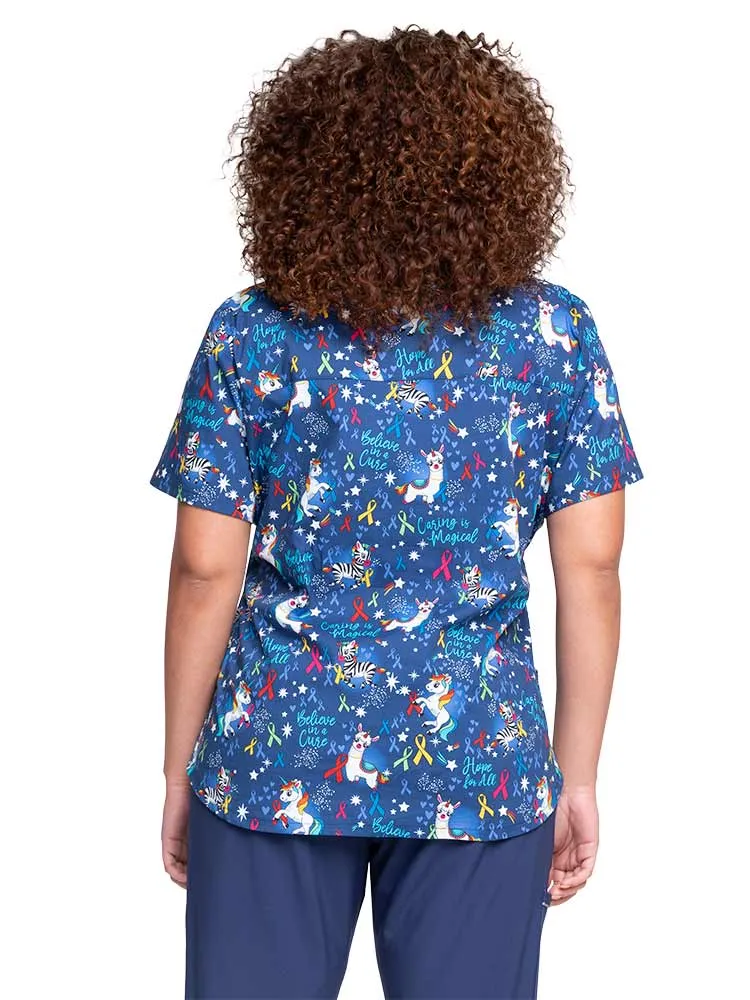 Cherokee Women's V-Neck Print Scrub Top | Magical Care