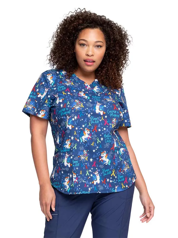 Cherokee Women's V-Neck Print Scrub Top | Magical Care