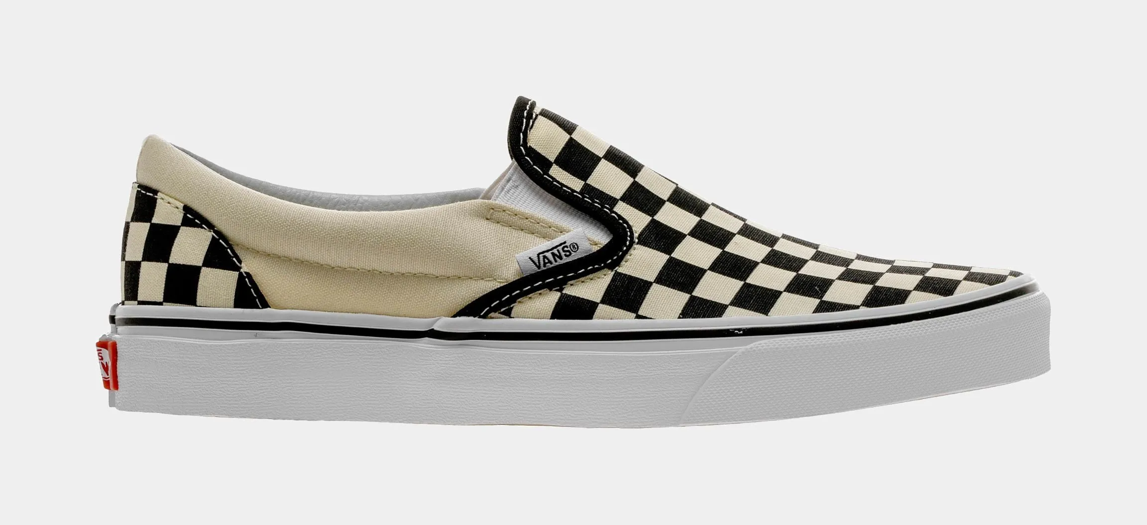 Classic Slip On Checkerboard Mens Skateboarding Shoe (Black/White)