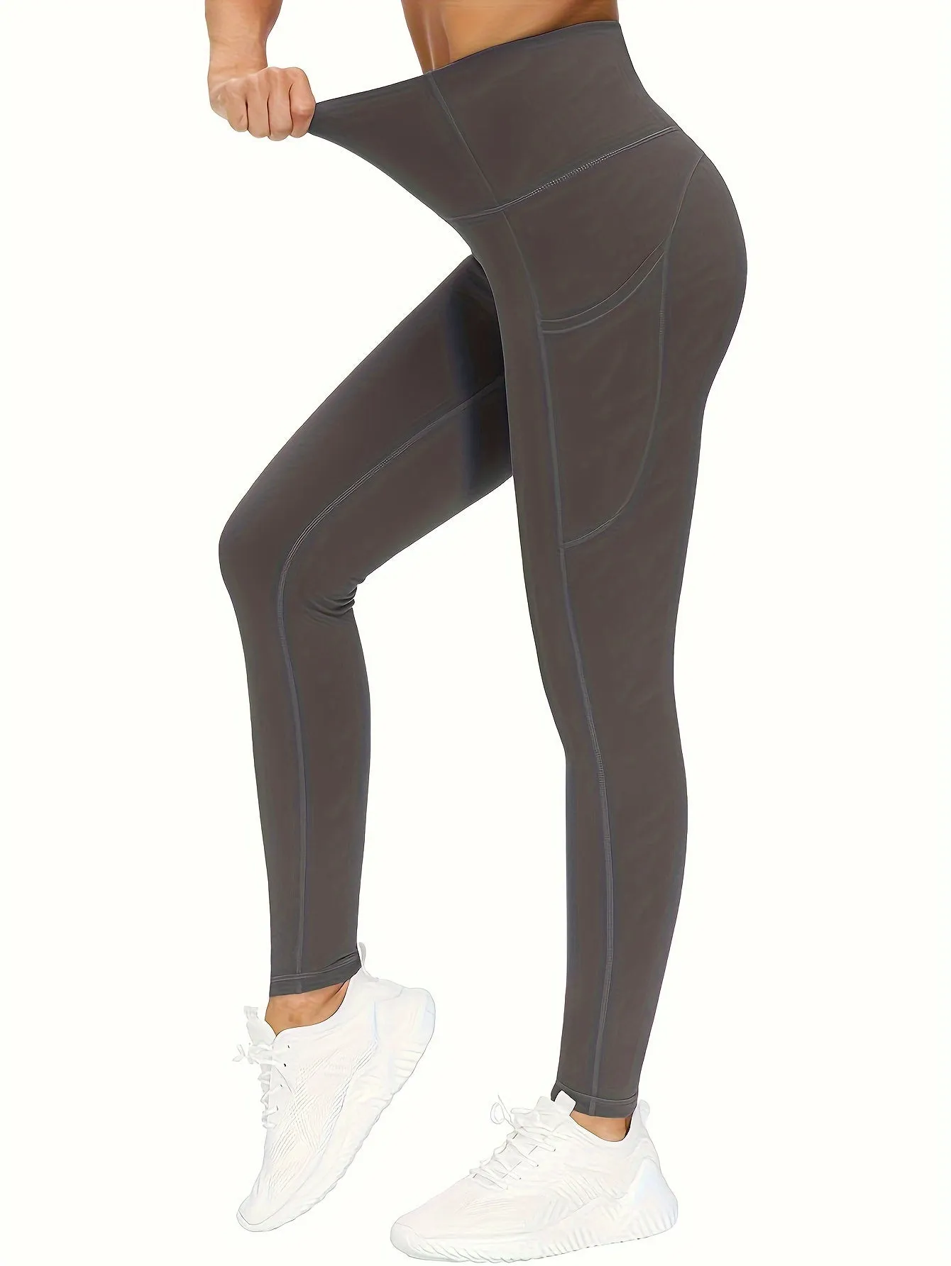 Enhanced Performance Women's Plus Solid Wide Waistband Butt Lifting Yoga Pants