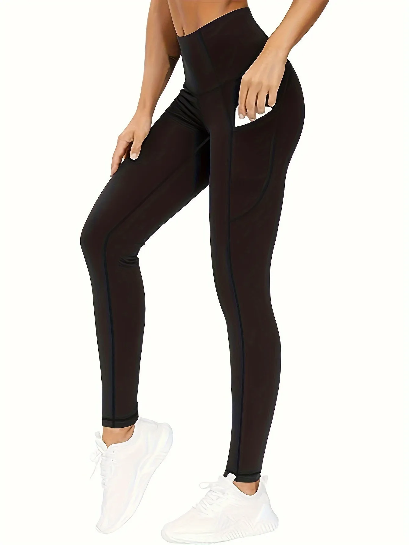 Enhanced Performance Women's Plus Solid Wide Waistband Butt Lifting Yoga Pants