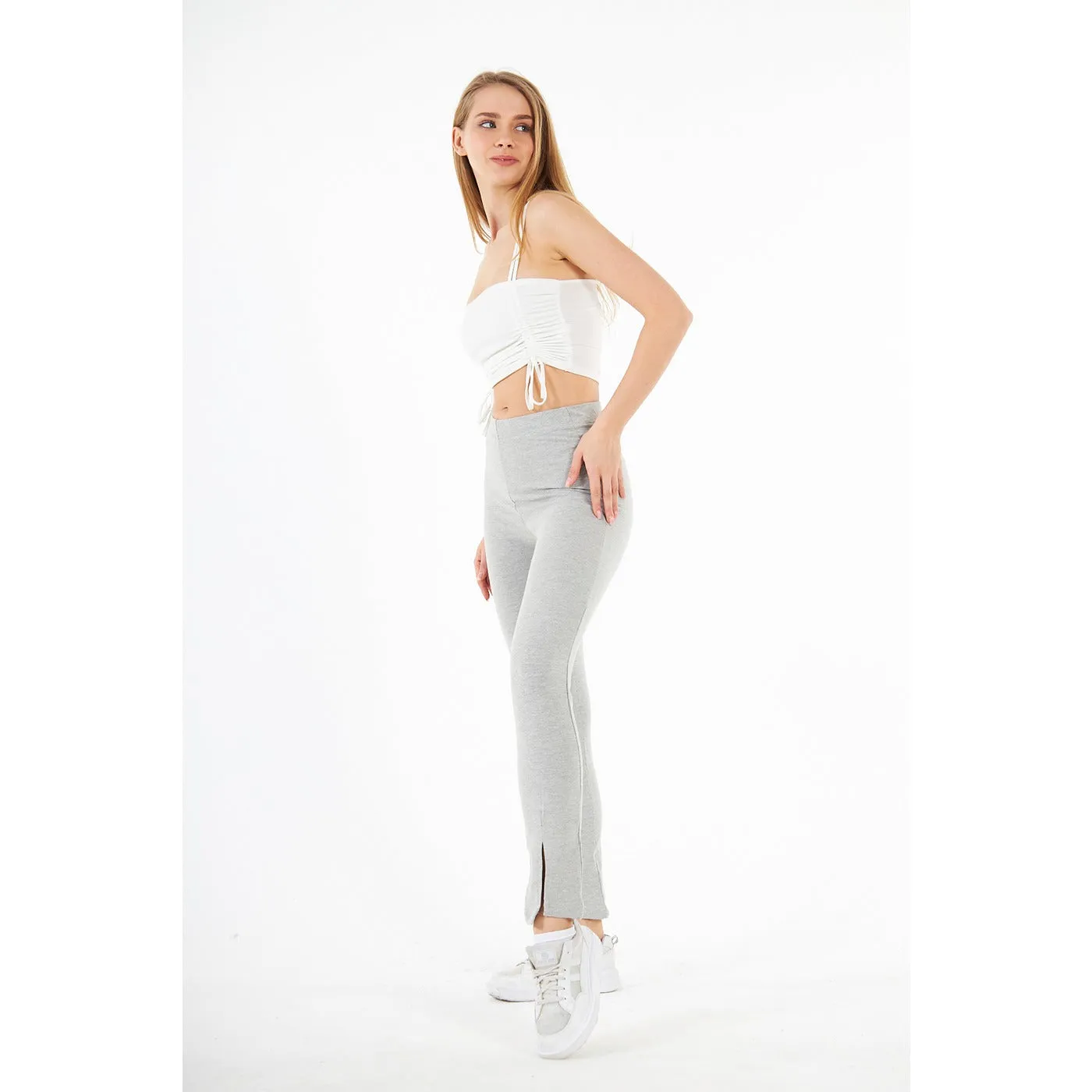 Grey Split Hem Leggings