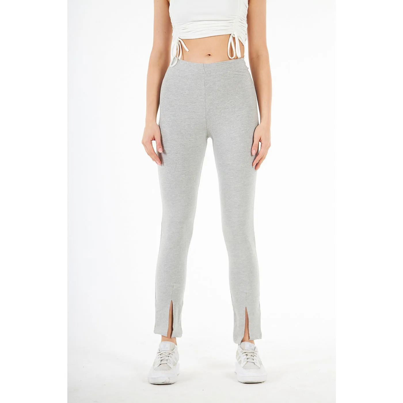 Grey Split Hem Leggings