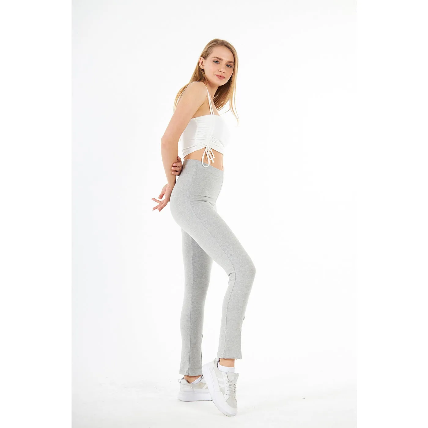 Grey Split Hem Leggings