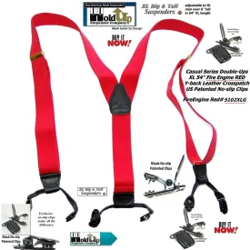 Hold-Ups Extra Long XL Fire Engine Red Dual Clip Double-ups Style Suspenders