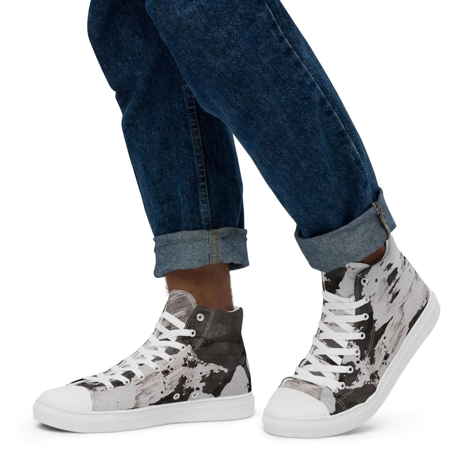 Into The Cave Design Men’s High Top Canvas Shoes