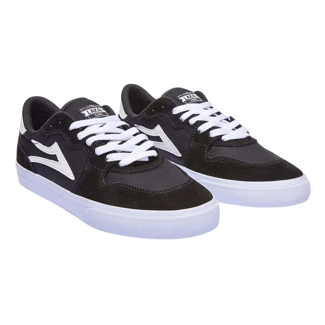 Lakai York Skate Shoes - Black/White Suede