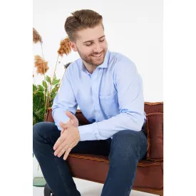 Light Blue Oxford Textured Slim Fit Shirt