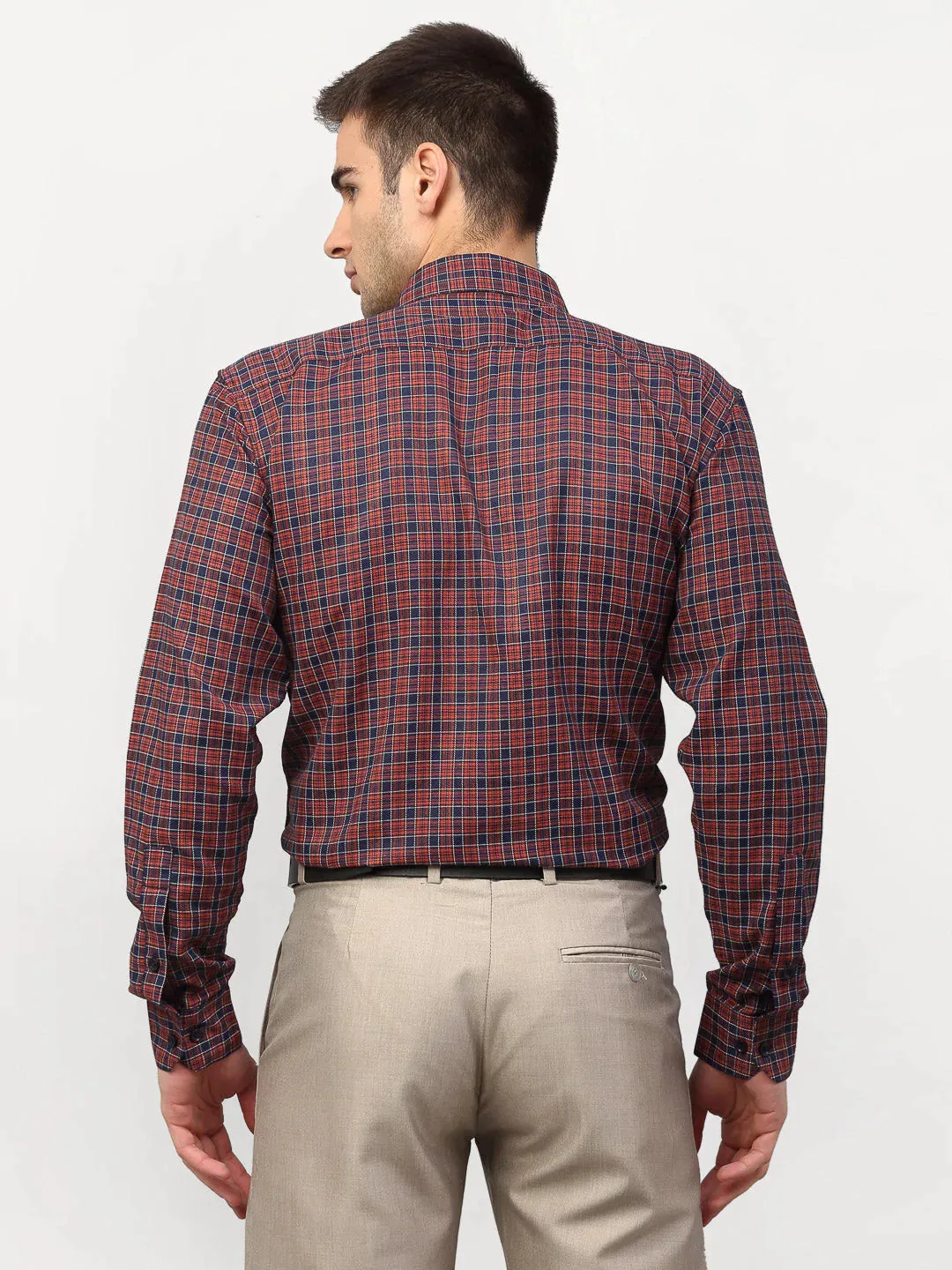 Maroon Men'S Checked Formal Shirts