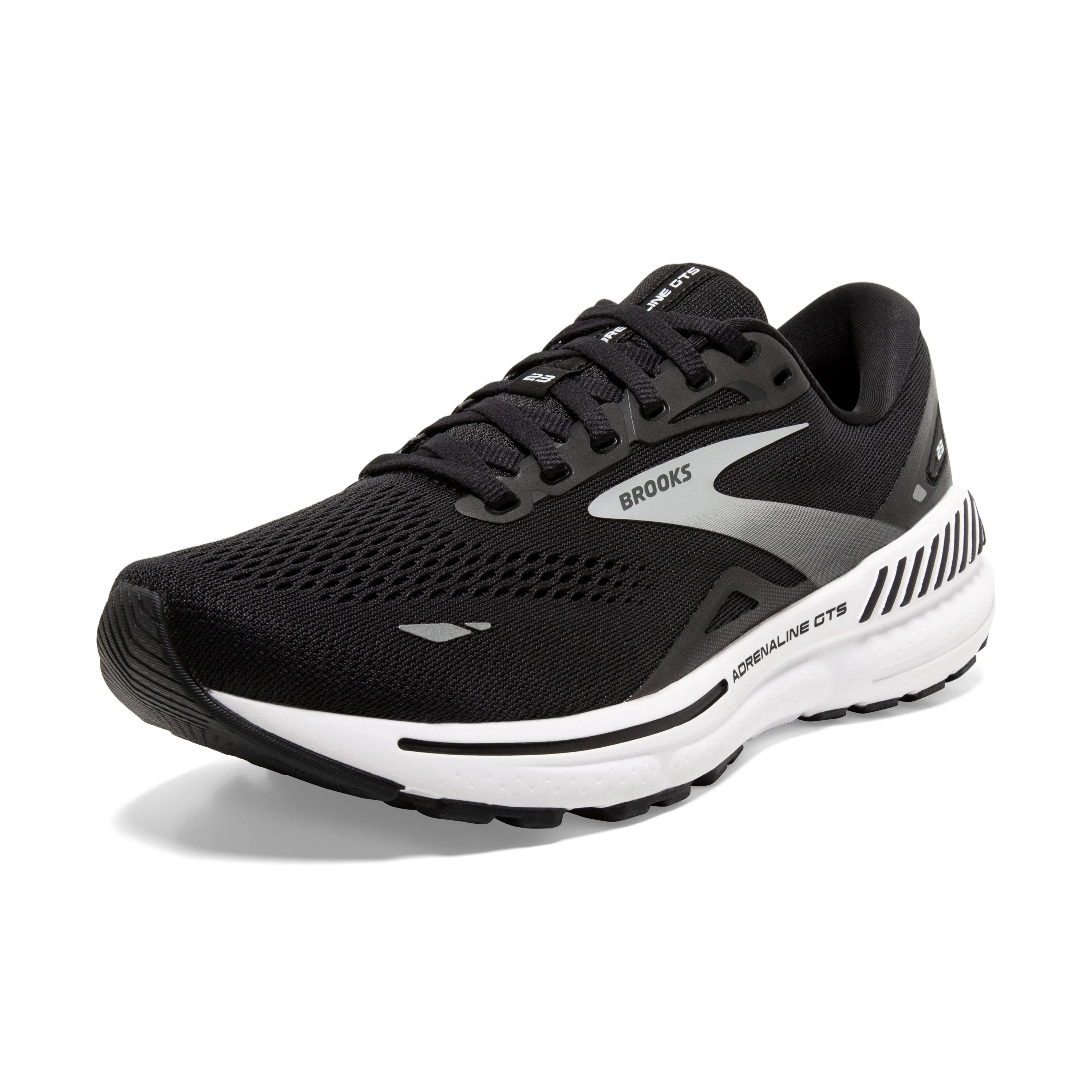 Men's Brooks Adrenaline GTS 23 Color: Black/ White/ Silver (WIDE WIDTH)