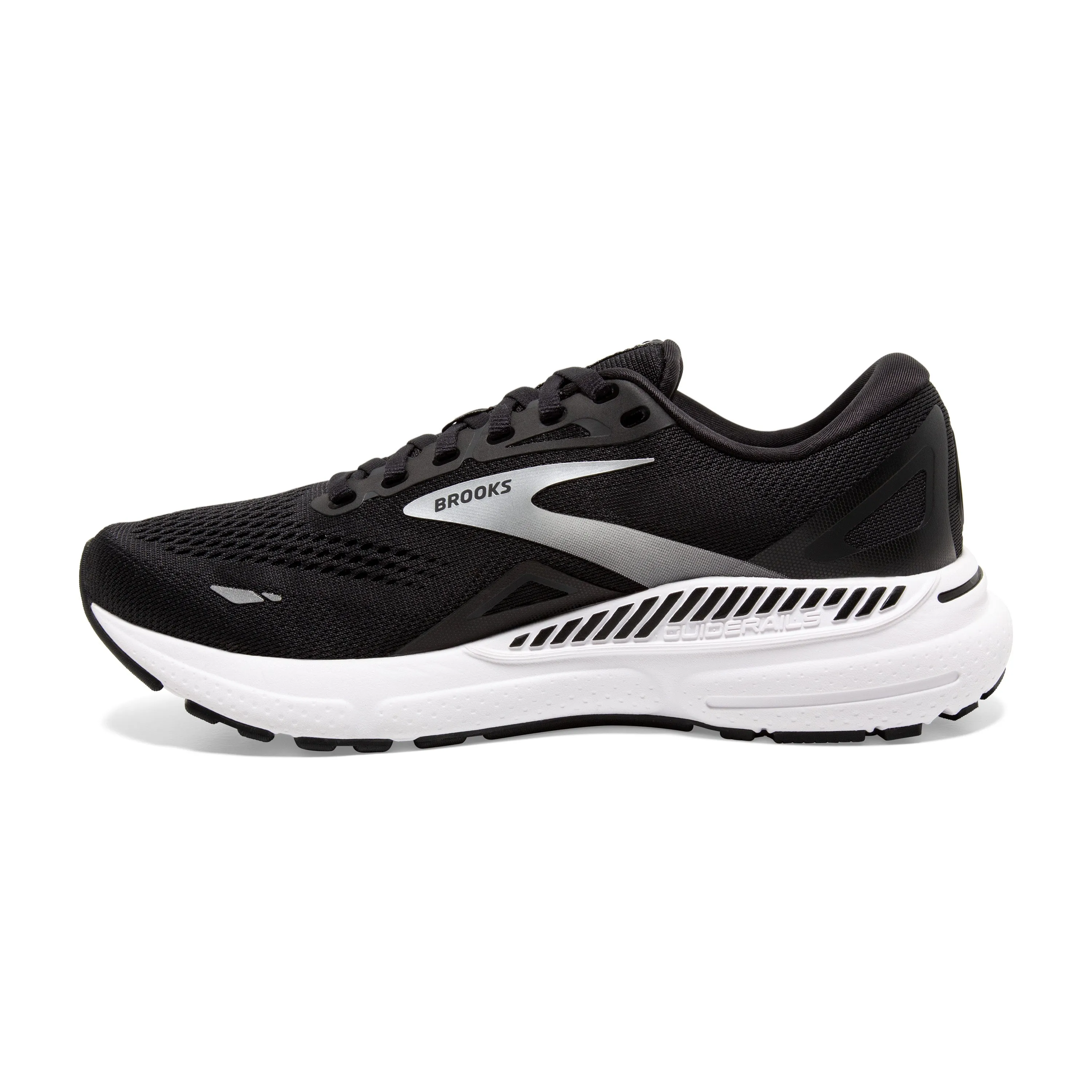 Men's Brooks Adrenaline GTS 23 Color: Black/ White/ Silver (WIDE WIDTH)