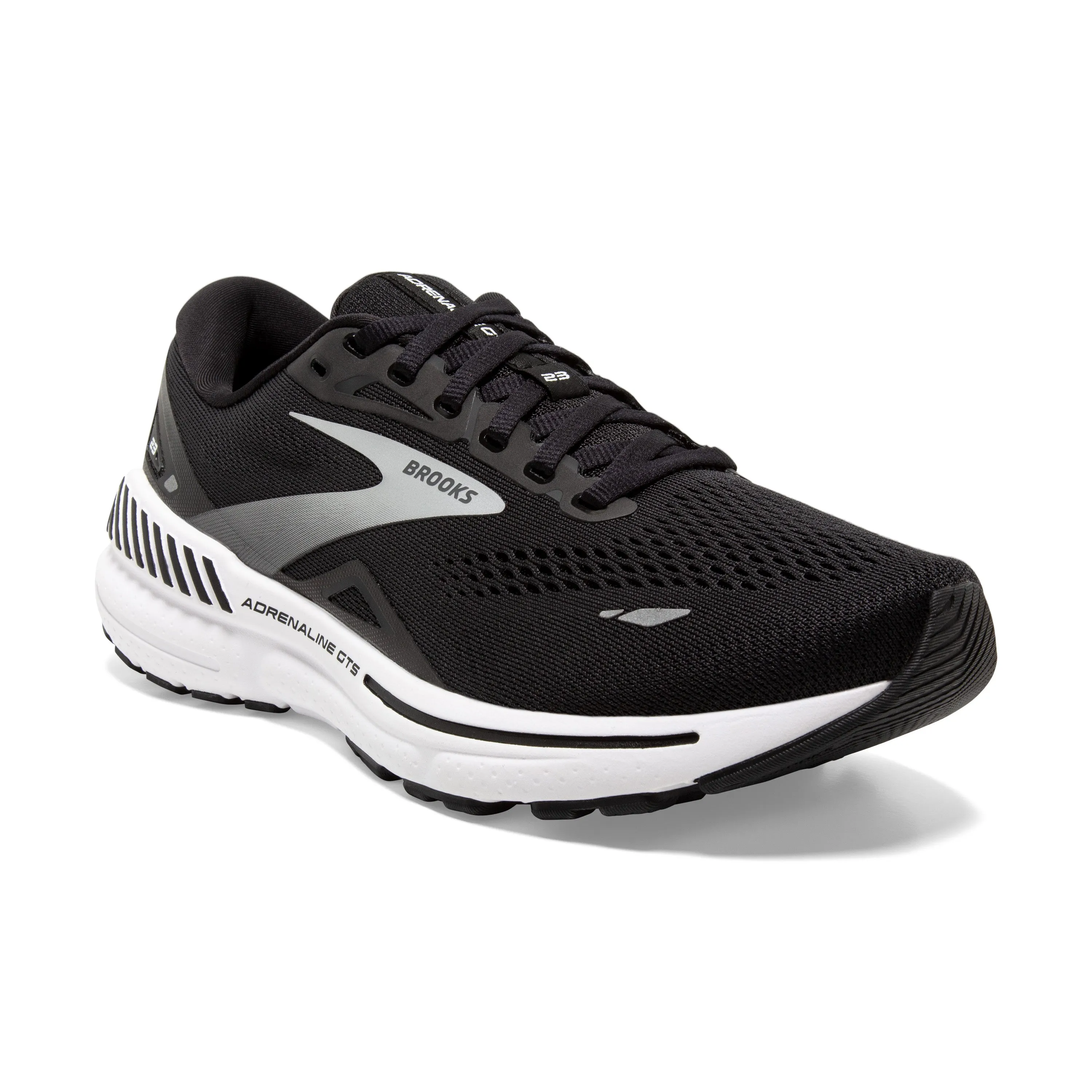 Men's Brooks Adrenaline GTS 23 Color: Black/ White/ Silver (WIDE WIDTH)