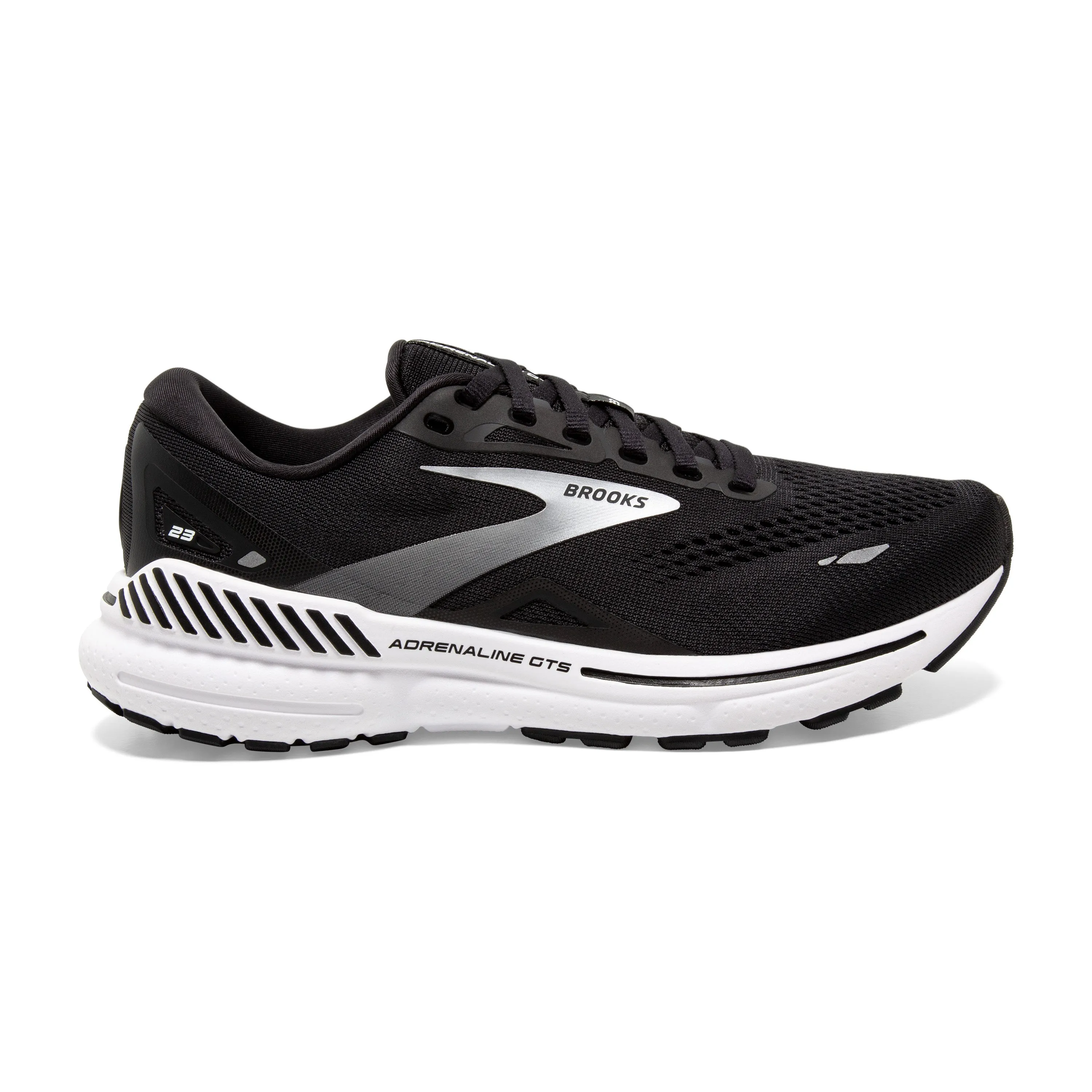 Men's Brooks Adrenaline GTS 23 Color: Black/ White/ Silver (WIDE WIDTH)