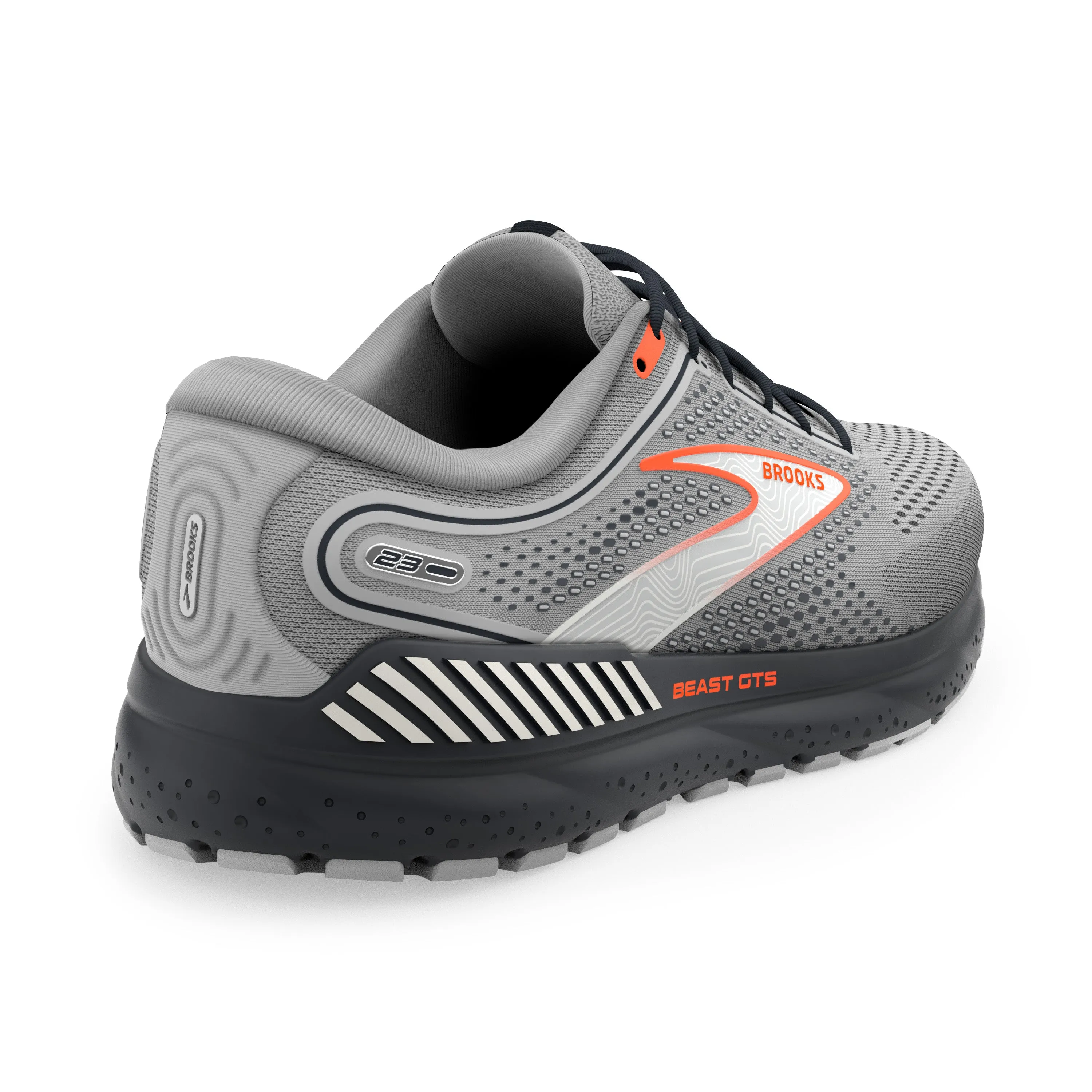 Men's Brooks Beast GTS 23 Color: Grey/Scarlet/Ebony