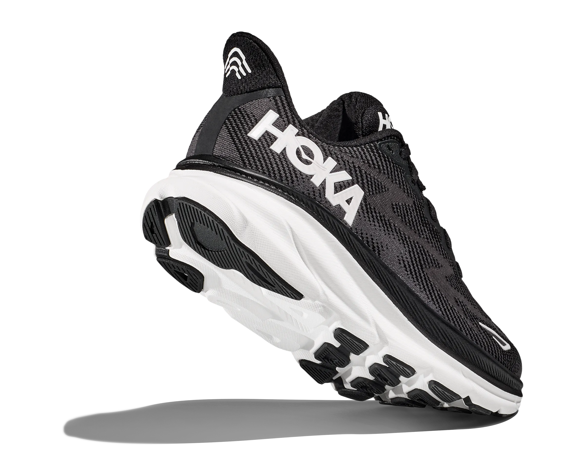 Men's Hoka One One Clifton 9 Color: Black / White (WIDE WIDTH)