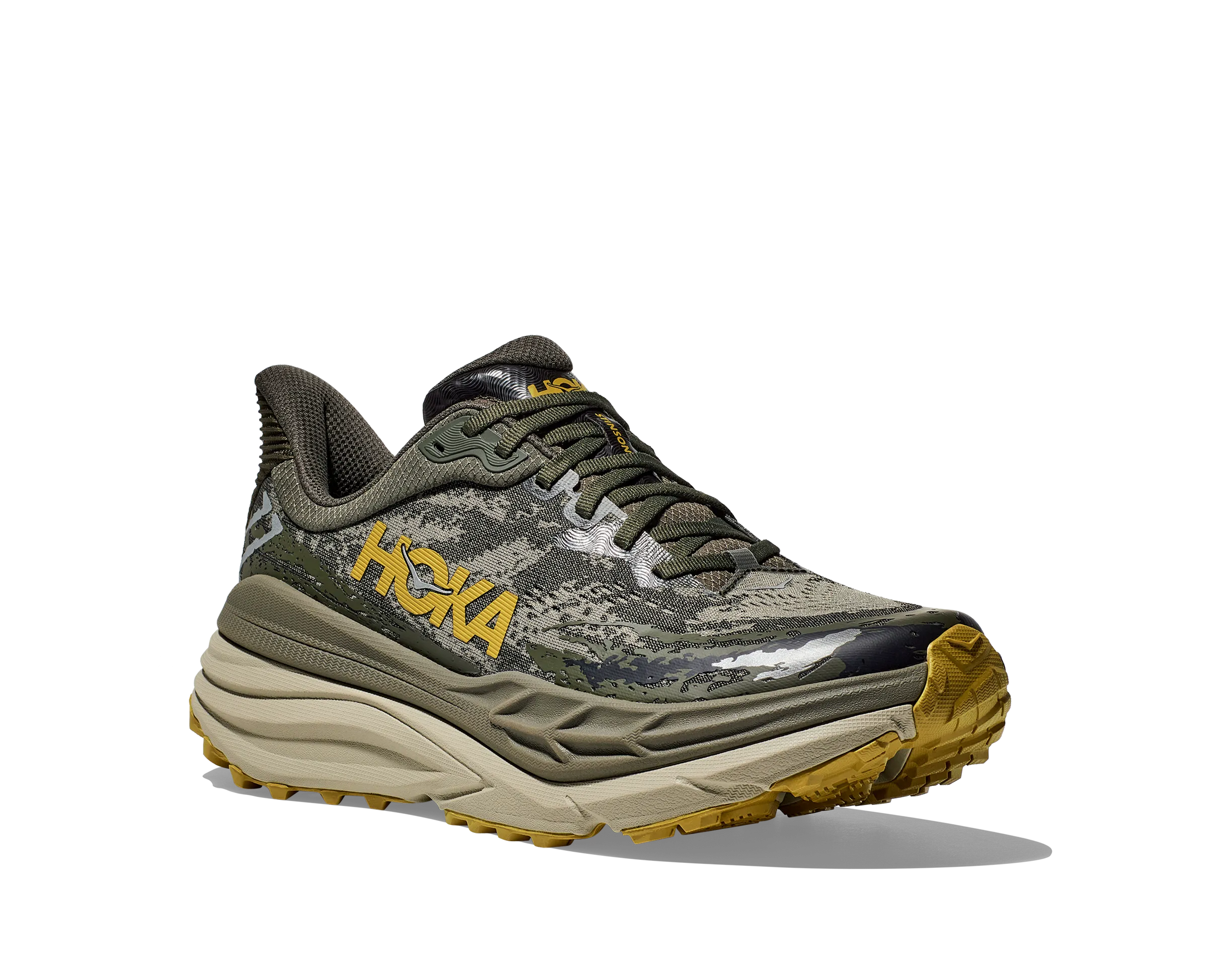 Men's Hoka Stinson 7 Color: Olive Haze / Forest Cover