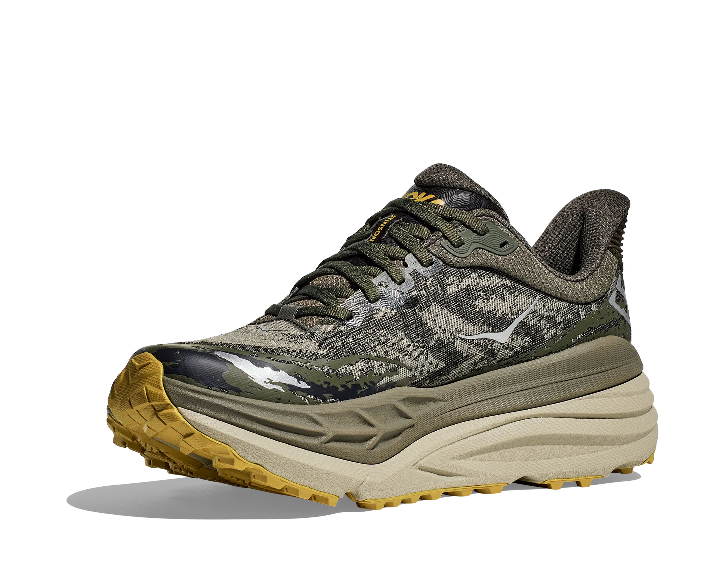 Men's Hoka Stinson 7 Color: Olive Haze / Forest Cover