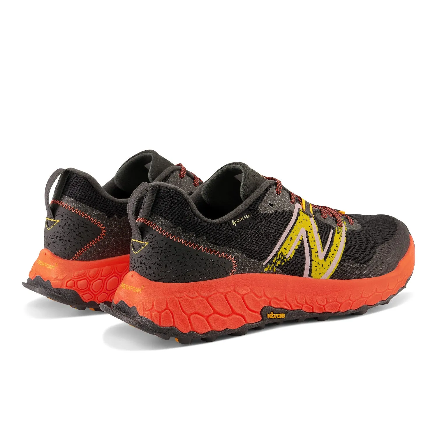 Men's New Balance Fresh Foam X Hierro v7 GTX Color: Blacktop with Neon Dragonfly and Hot Marigold