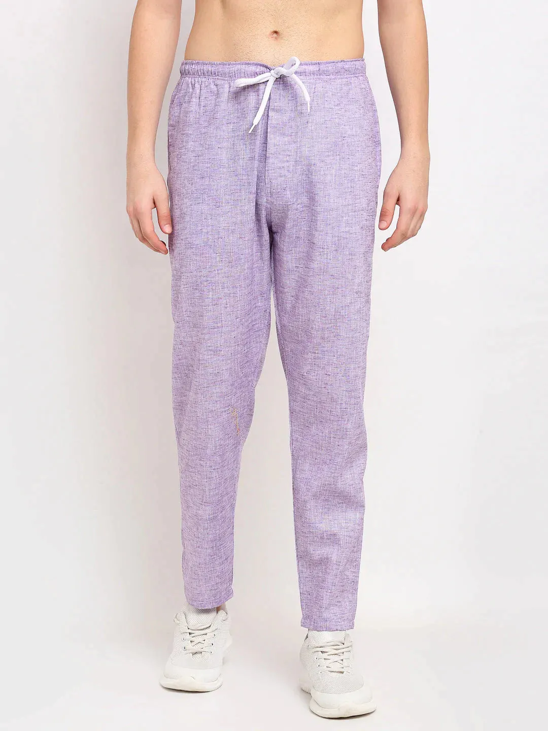 Men'S Purple Linen Cotton Track Pants