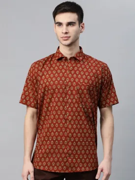 Millennial Men Maroon Cotton Half Sleeves Shirt-Mmh062