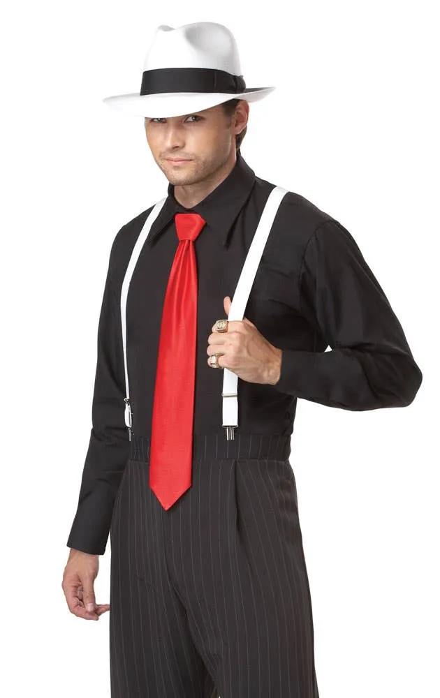 Mob Boss Mens Black Pinstripe 1920s Gangster Costume