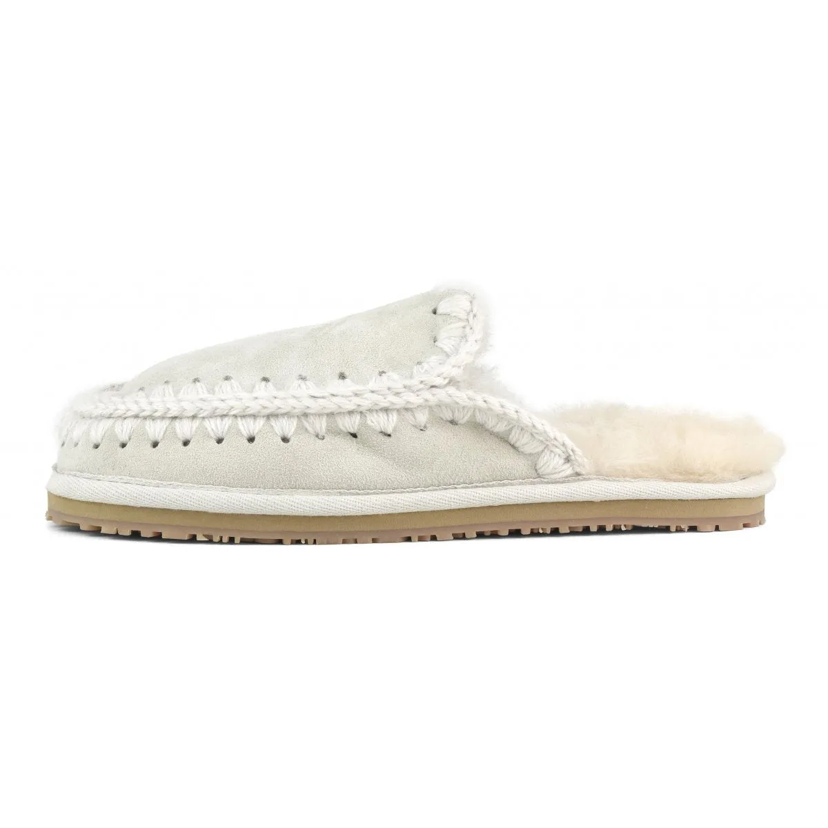 MOU - Suede Slipper Full Eskimo Stitch in Silver Birch