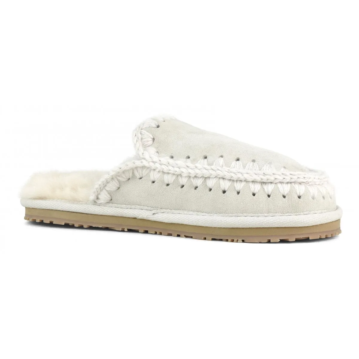 MOU - Suede Slipper Full Eskimo Stitch in Silver Birch