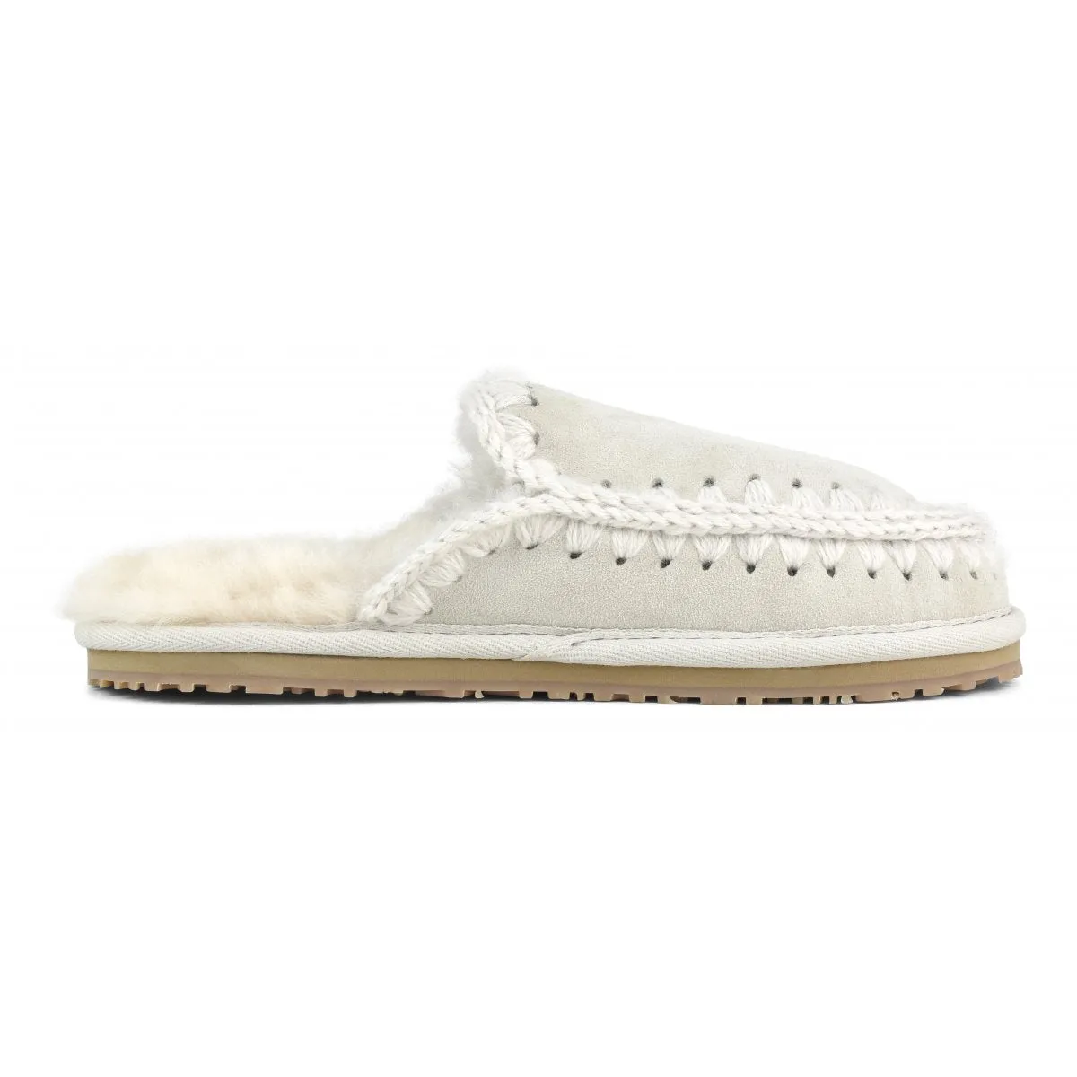 MOU - Suede Slipper Full Eskimo Stitch in Silver Birch