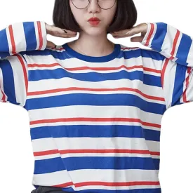 New 2017 Women Tops Autumn Female T Shirt Harajuku Shirts Striped Long Sleeve T-shirt  Women Clothing Loose Kawaii BF Top