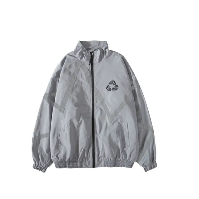 Reflective Striped Zip Up Jackets