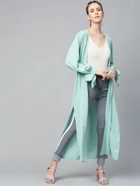 Sea Green Solid Front Open Shrug