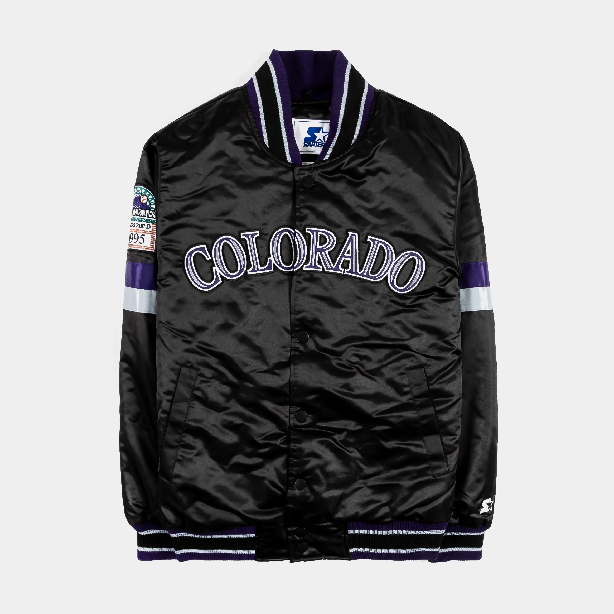 Shoe Palace Exclusive Colorado Rockies Home Game Varsity Mens Jacket (Black)