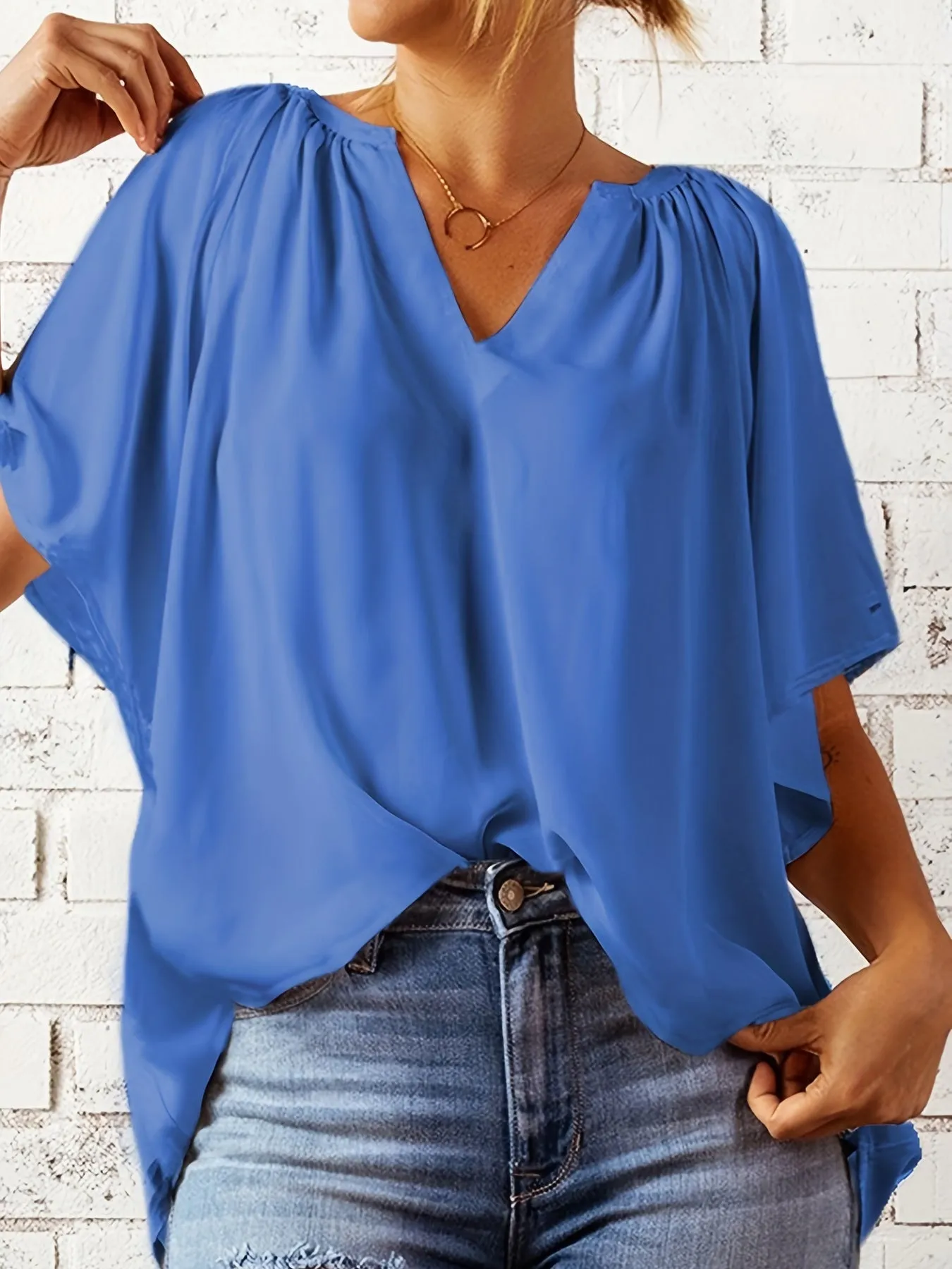 Stylish Notched Neck Blouse for Women  Perfect for Summer  Spring