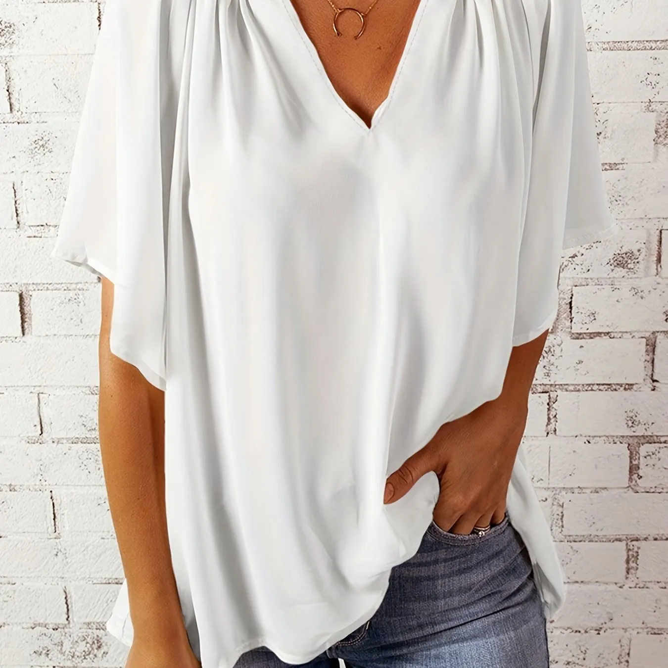 Stylish Notched Neck Blouse for Women  Perfect for Summer  Spring