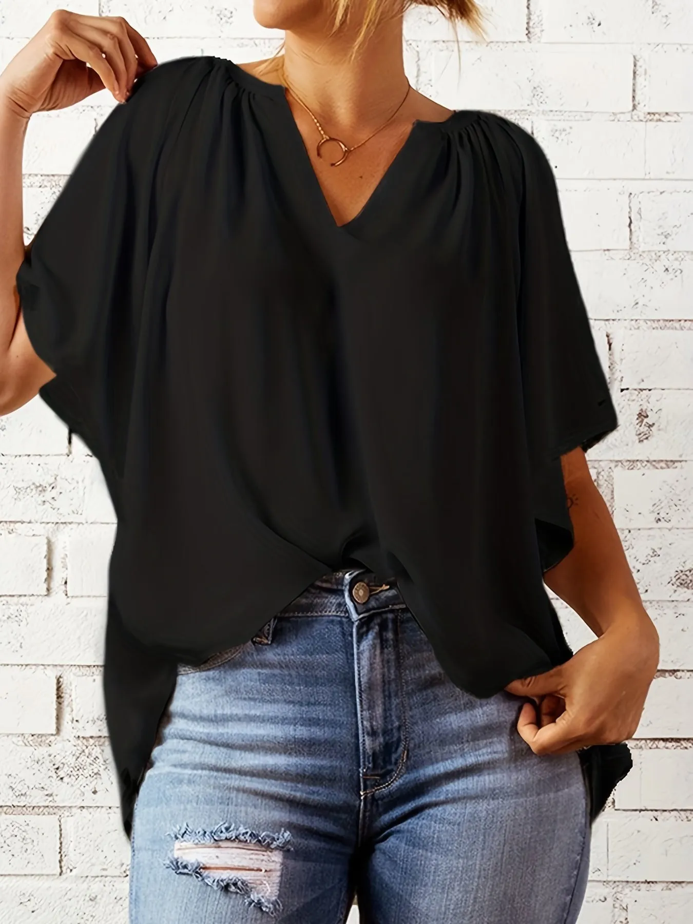 Stylish Notched Neck Blouse for Women  Perfect for Summer  Spring